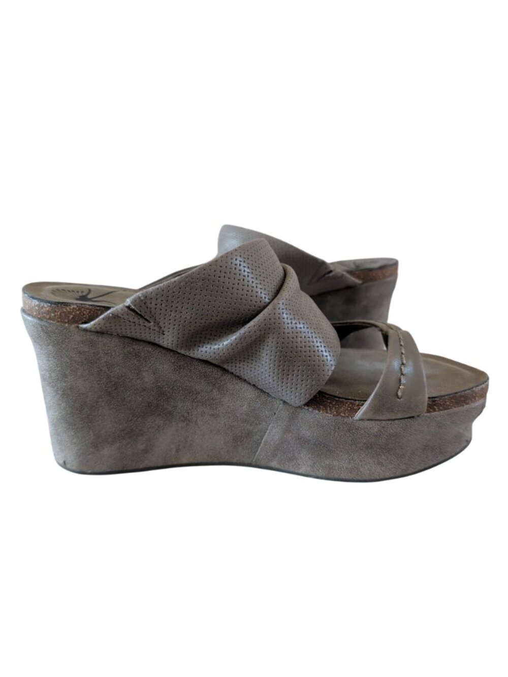 OTBT Balance Wedge Womens Sandals Size 7M Gray Taupe Platform Slip On Open Toe - Picture 8 of 16